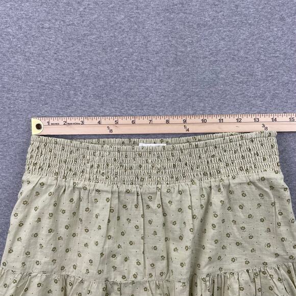 BP Nordstrom Skirt M Green Disty Floral Tiered Cotton Fairy Soft Grunge Boho - Picture 4 of 10